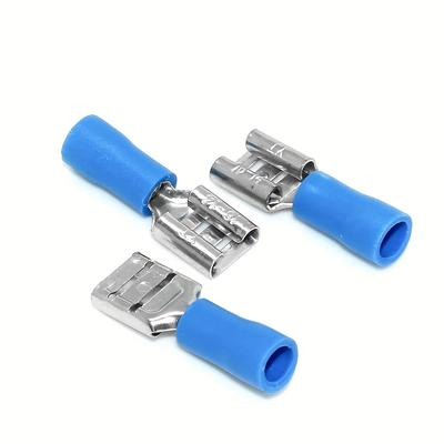 100pcs/pack Fdd2-250 Female Insulated Electrical Crimp Terminals For 1.5-2.5mm2 Connector Cable Connectors
